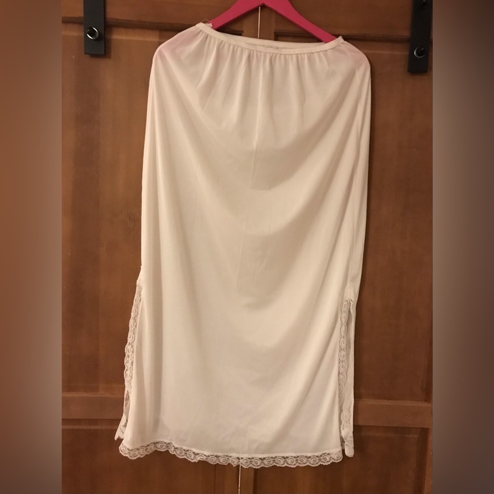 Vintage Nani Flowers Long Slip with Lace Side Slits Size Medium
